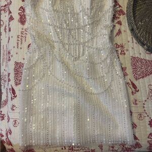 Elegant White Sequin Mini Dress